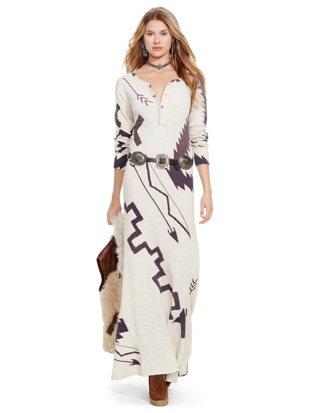 ISO Looking For: Ralph Lauren Cream Maxi Dress with Aztec Print